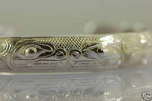 Gene Chilton Tlingit 1/2 S. Silver Bear Bracelet Cuff  