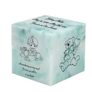   Infant Boy Teal Small Cube Cremation Urn   Engravable