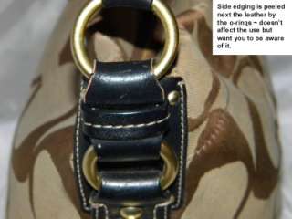 COACH CARLY Signature Khaki/Black Medium FAIR Hobo Bag 10619 Authentic 