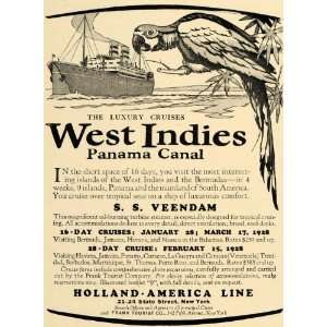  1928 Ad Holland America Line West Indies Cruise Panama 