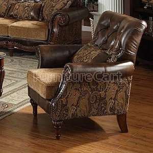  Acme Furniture Bycast PU Chenille Chair with Pillow 05497 