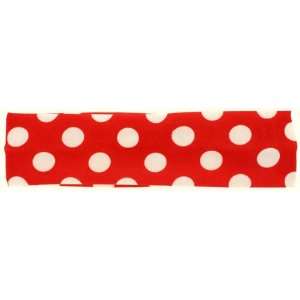 Nylon Stretch Fabric Headbands in Red with White Polka Dots   5 Pieces