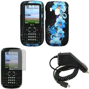 iFase Brand LG 500G Combo Blue Flower Protective Case Faceplate Cover 