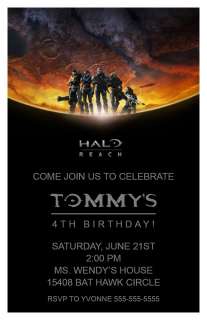 Set of 10 Halo 3 Wars Personalized Invitations  