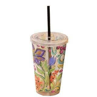  Double wall Drinking Glasses / Cups with Lids & Straws 