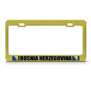  Bosnia Herzegovina Flag Gold Country Metal License Plate 