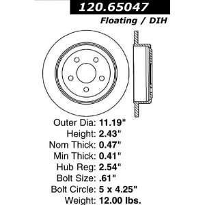  Centric Parts 120.65047 Premium Brake Rotor with E Coating 