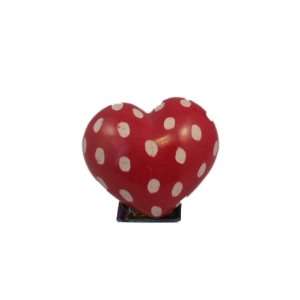 Red Polka Dot Design Stone Heart African Carved Paperweight Desk 