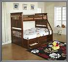 Kids Children Twin over Full Size Bunk Bed Honey Cherry with Storage 