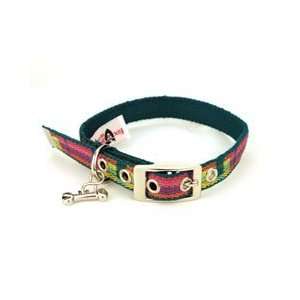    Acrylic Madras Teal Plaid Dog Collar (Small)