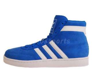   High Post Mid Blue Suede White 3 Stripes Casual Shoes G50889  