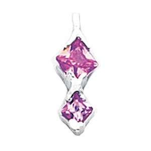   Princess Cut Pink Diamond like Cubic Zirconia Post Earrings Jewelry