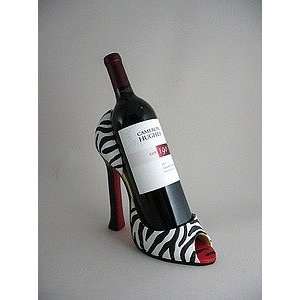  High heel wine bottle holder zebra Wild Eye Designs