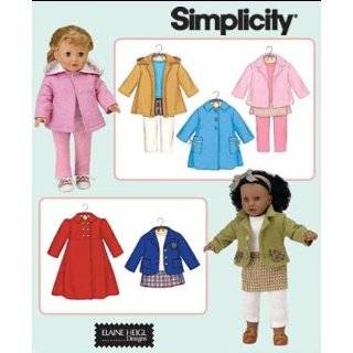 Simplicity American Girl Doll Clothes for 18 Doll One Size