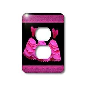  Dresses Hearts Ribbons Damask   Three frilly hot pink dresses 