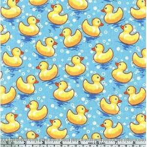  45 Wide Flannel Rubber Duck Blue Fabric By The Yard 