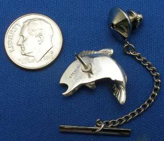 Sterling Silver Large Mouth Bass Tie Tack, Hat Tack  
