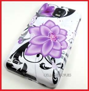 SAMSUNG INFUSE 4G PURPLE FLOWERS WHITE HARD COVER CASE  