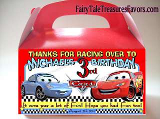 Cars Birthday Party Goody Loot Box Favor Personalized  