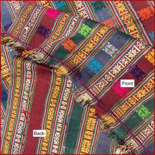 LARGE OLD KHUSHITARA STRIPED DRESS WALL HANGING BLANKET BHUTAN  