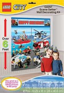 Lego City Scene Setter Wall Decoration Kit Birthday Party  