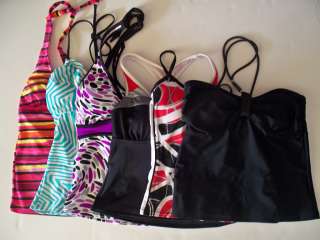 Womens Juniors Swimwear Tankini Tops NWT  Black Purple 