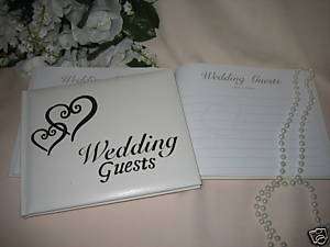 Silver Double Hearts Wedding Supplies Guest Book WHITE  