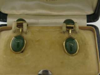 Antique Art Deco 14k Gold Jade Cufflinks  