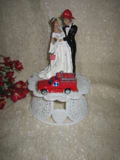 Fireman Firefighter AXE Wedding FIRE TRUCK LADDER CAKE TOPPER  