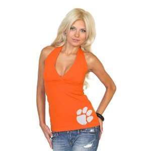  Clemson Tigers Womens Orange V Neck Halter Top Sports 