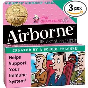 Airborne Effervescent Health Formula Tablets, Pink Grapefruit, 10 