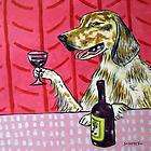 english setter at the wine bar dog art tile coaster gift