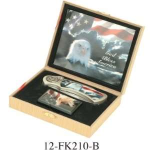   Collectible Knife / Lighter Gift Eagle God Bless US 