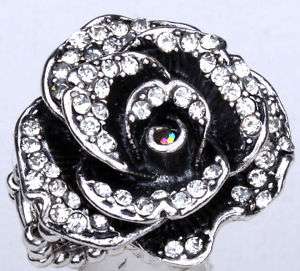 Clear swarovski crystal flower stretch ring jewelry 5  