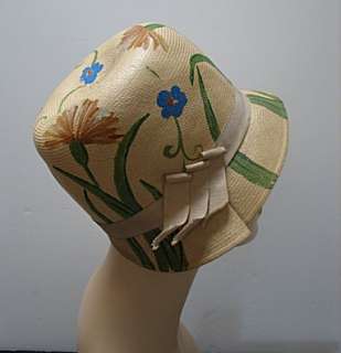 VINTAGE 1920s FLAPPER HAT Hand Painted rare #1038  