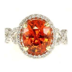  Mandarin Spessartite Garnet and Diamond Gemstone Ring in 