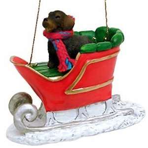  Wirehaired Doxie in a Sleigh Christmas Ornament