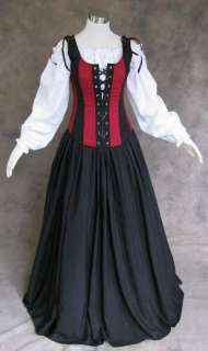 Renaissance Bodice Skirt and Chemise Medieval or Pirate Gown Dress 