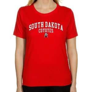 South Dakota Coyotes Ladies Team Arch Classic Fit T Shirt   Vermillion 