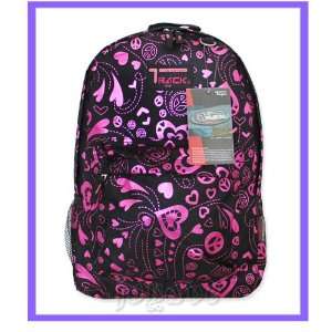 Track Pink Colored Heart Peace Signs Backpack School Bag 