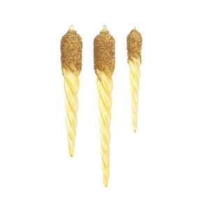   Gold Glitter Sequin Glass Icicle Christmas Ornaments