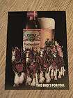BUDWEISER KING OF BEERS ADVERTISEMENT HORSE AD DOG MEN