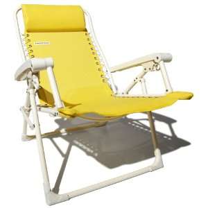   Adjustable Beach and Pool Lounge Chair, Yellow Patio, Lawn & Garden