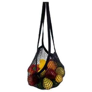   String Bag~Black Organic Cotton String Bag  Long