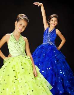   Size 4 Lime GIRLS NATIONAL PAGEANT DRESS QUINCEANERA BALLGOWN NWT