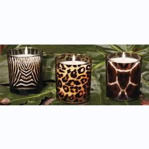 Cheetah, Zebra and Giraffe Glass Votive Candles 3.5   Jungle Night 
