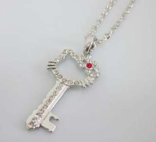 hello kitty pendant necklace kitty red bow key #29 xmas gift  