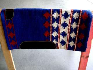 WOOL WESTERN SHOW TRAIL SADDLE PAD BLANKET BLUE RODEO  