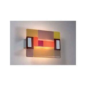   Wall Sconce in Satin Nickel and Colorful Fused Glass