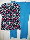 Womens Scrub DICKIES Blue 2pc set Outfit Top Pants Scrubs Size Medium 